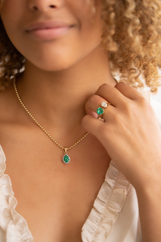 Pear shaped deals emerald necklace