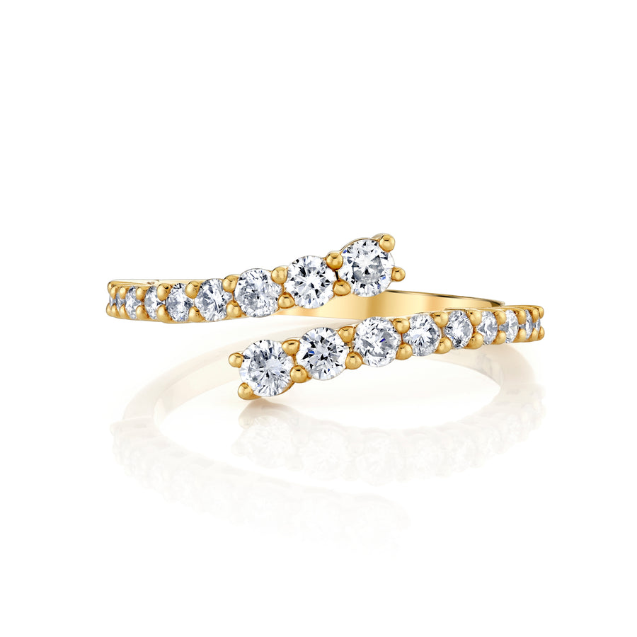 Yellow Gold Petite Diamond Cross Over Ring