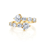 Heart Shaped Diamond Cross Over Ring