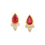 Pear Shape Ruby Studs with Diamonds