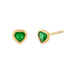 Heart Shape Natural Green Emerald Stud Earrings