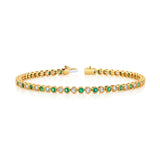 Alternating Diamond & Green Emerald Bracelet