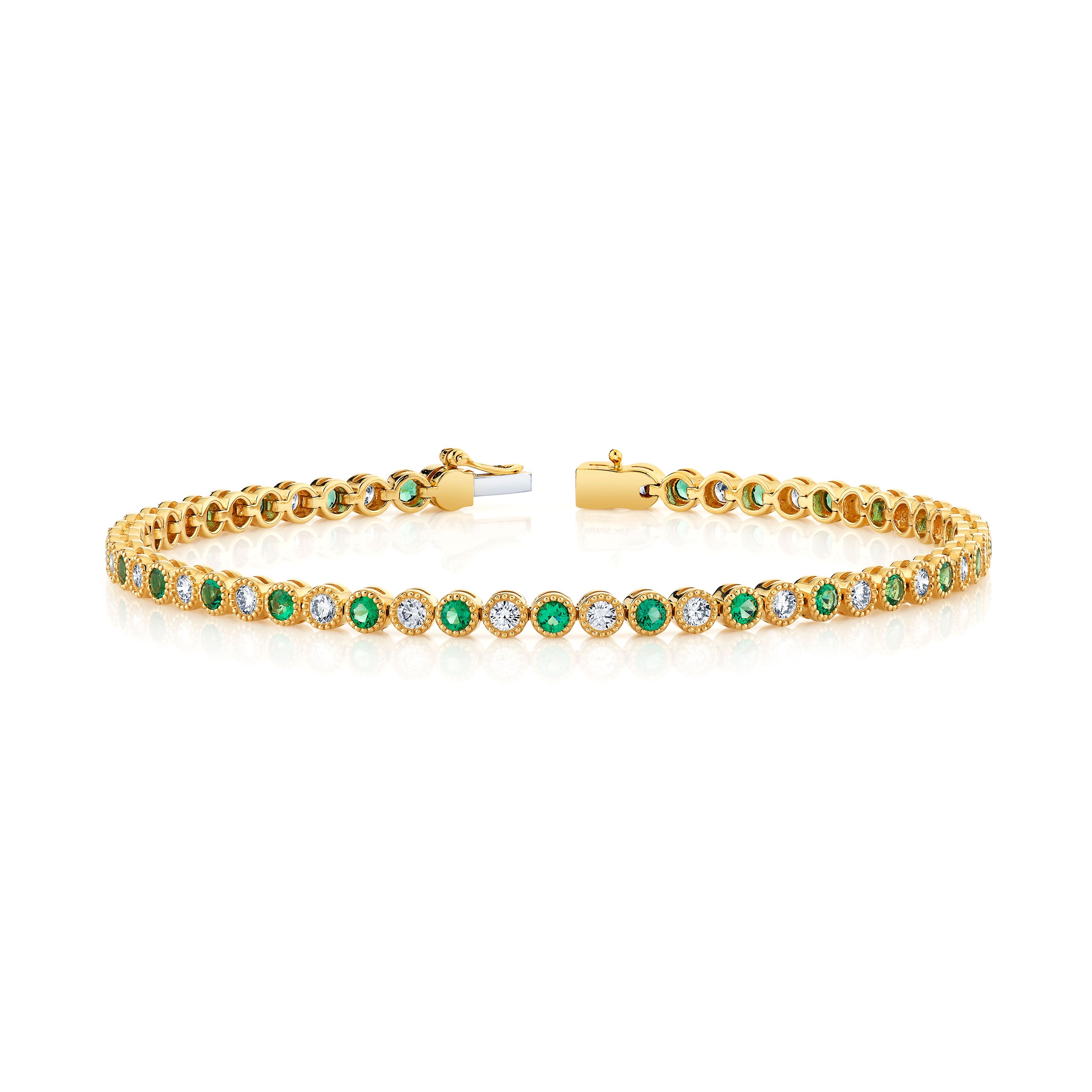 Alternating Diamond & Green Emerald Bracelet