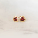 Rhodolite Garnet Heart Shaped Stud Earrings