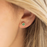 Emerald Halo Stud Earrings