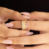 Scattered Diamond & Pink Sapphire Band