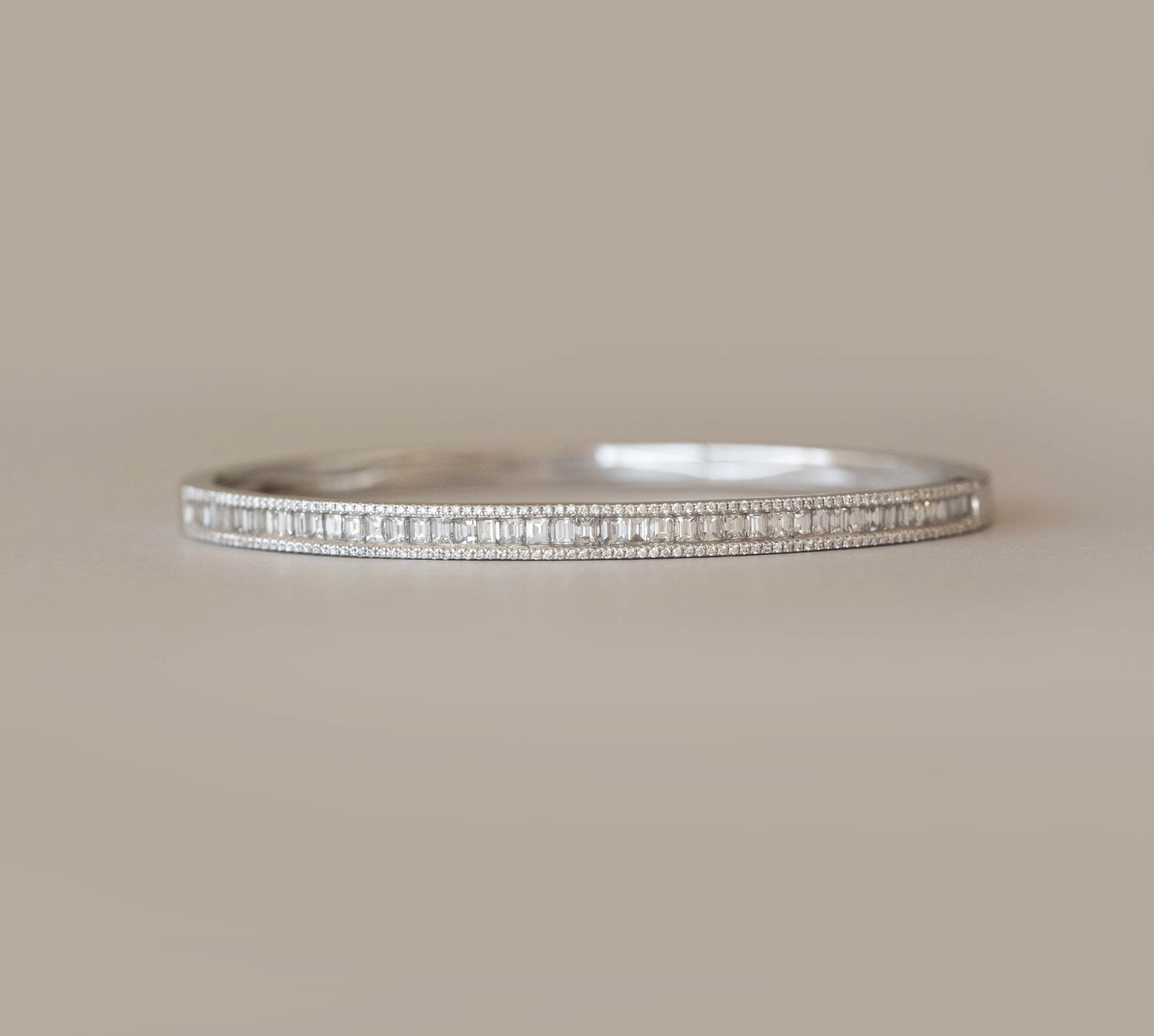 Baguette Diamond Tennis Bangle Bracelet