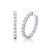 5.50ctw. Natural Emerald Cut Diamond Hoop Earrings