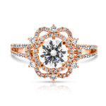 Rose gold ring with diamonds, showcasing a perfect blend of warmth and brilliance.