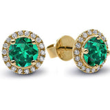 Emerald Halo Stud Earrings