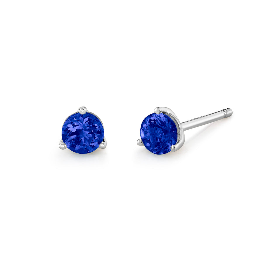 Three Prong Sapphire Stud Earrings 