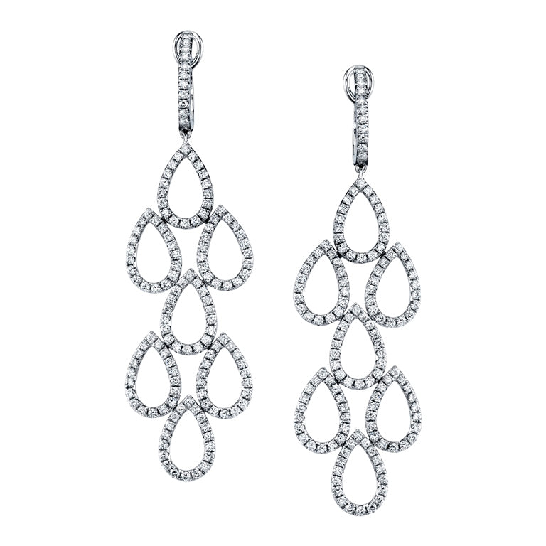 Open Circle Diamond Drop Earrings