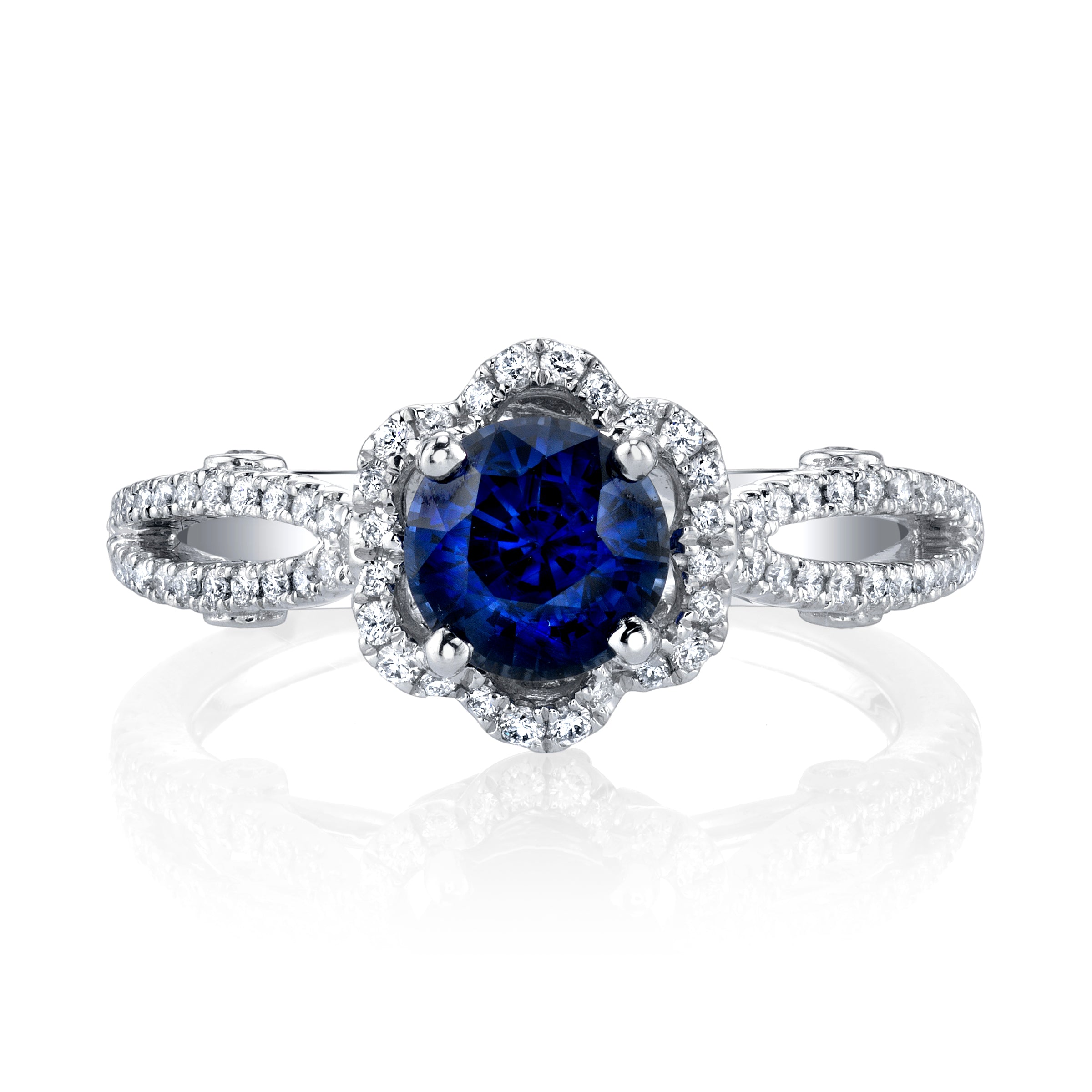 Floral Blue Sapphire & Diamond Ring – Harold Stevens