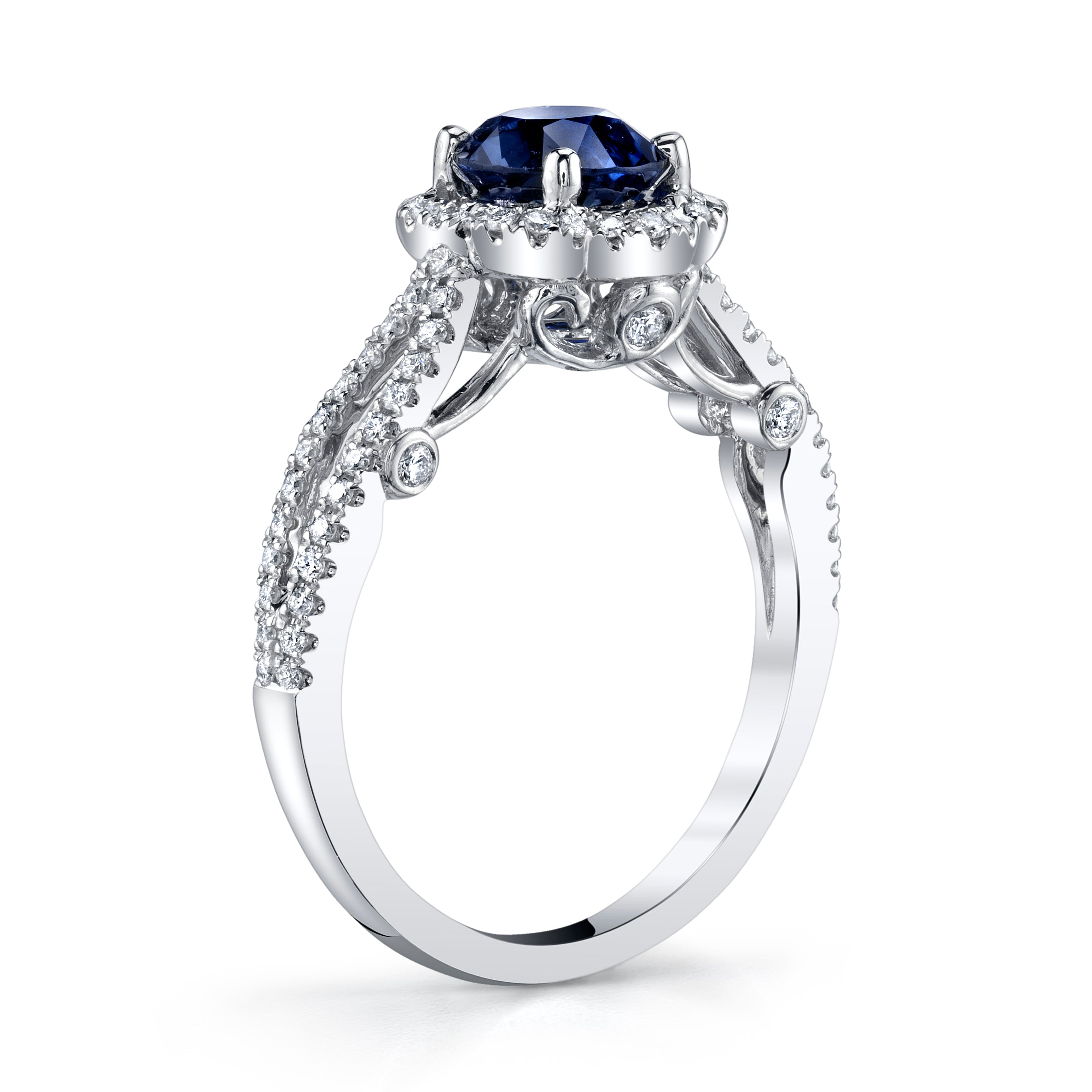 Floral Blue Sapphire & Diamond Ring – Harold Stevens