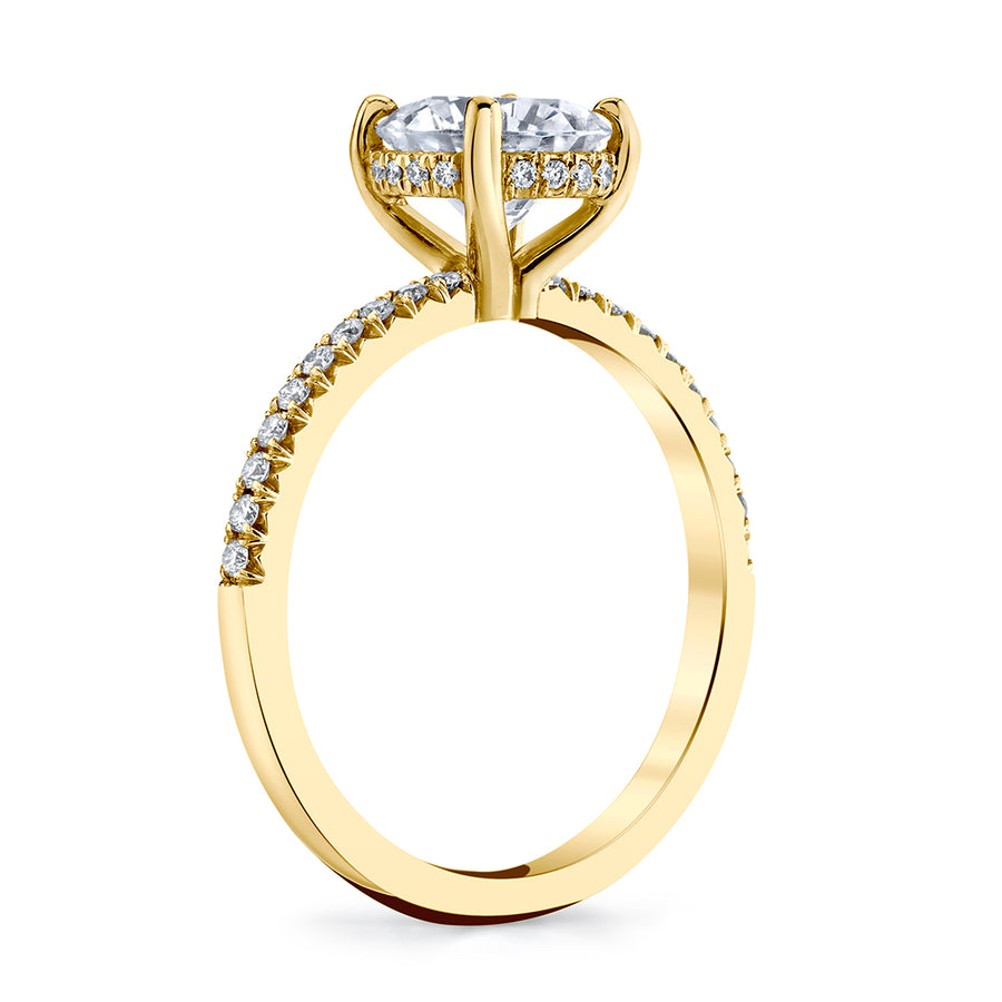 Pave Diamond Engagement Ring with Dual Prong Setting (1/6 ct) in 18K Yellow  Gold