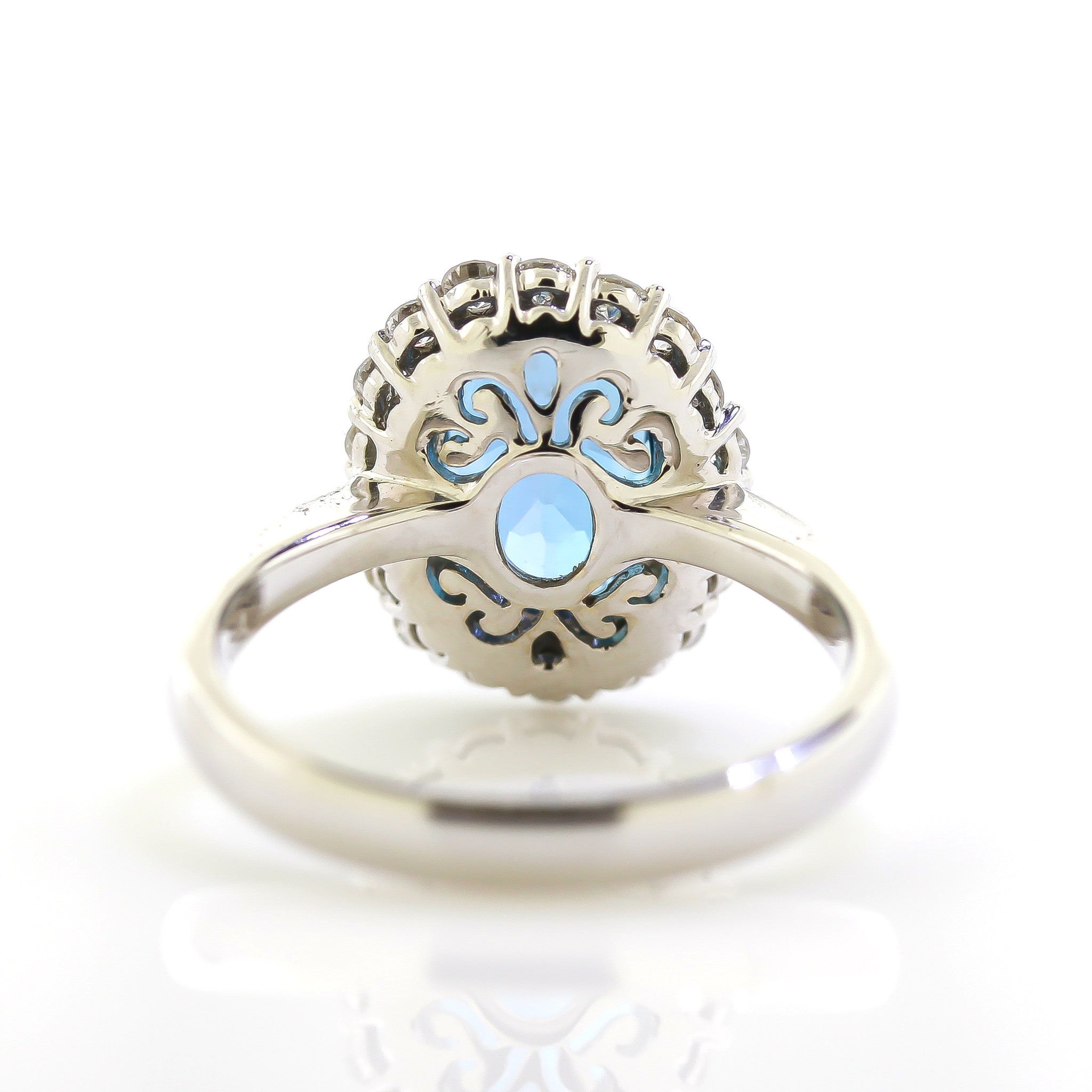London Blue Topaz Ring with Diamonds - Harold Stevens Jewelers