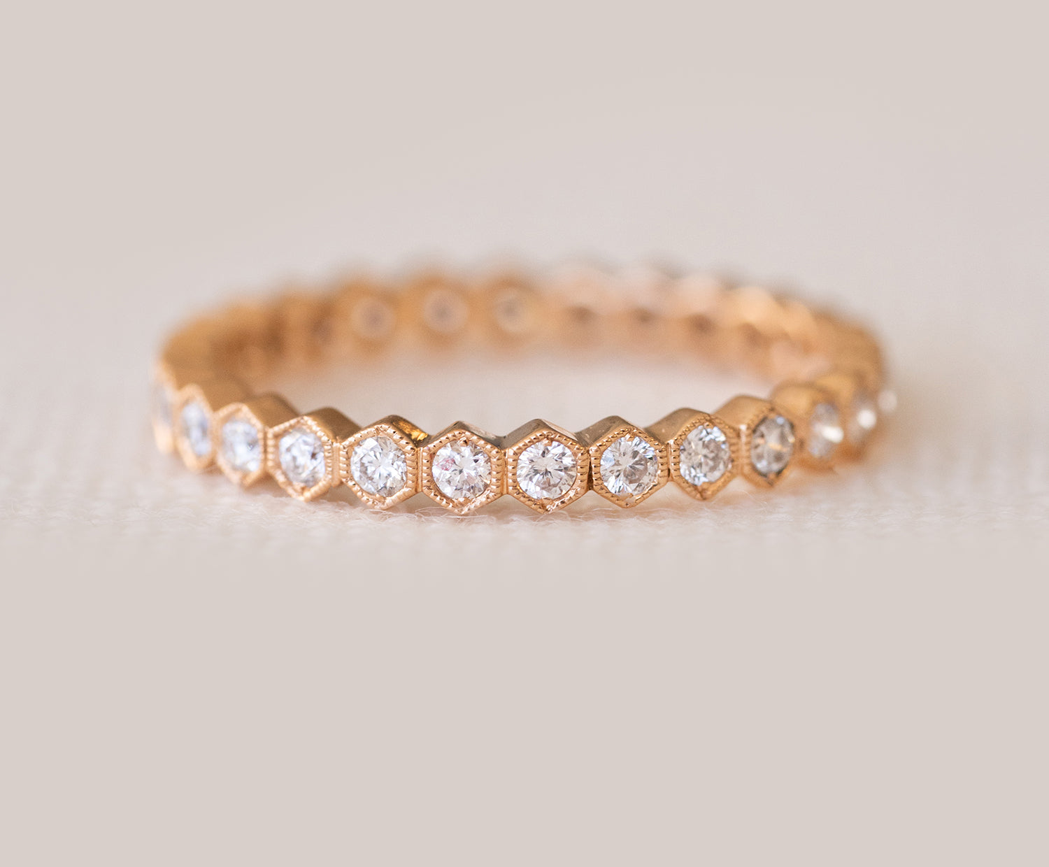 Mini Rose Gold Honeycomb Diamond Ring – Harold Stevens