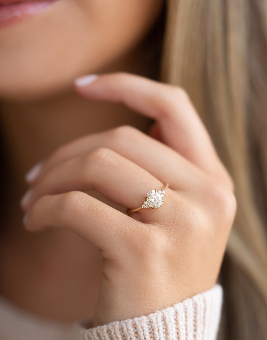 Minimalist Engagement Rings for Women, Thin Oval Solitaire